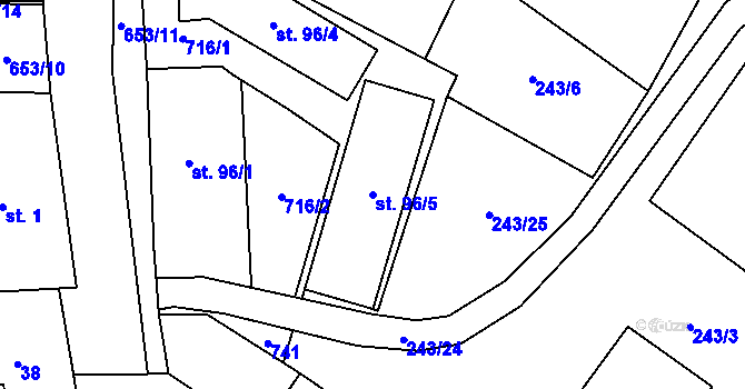 Parcela st. 96/5 v KÚ Březovice pod Bezdězem, Katastrální mapa