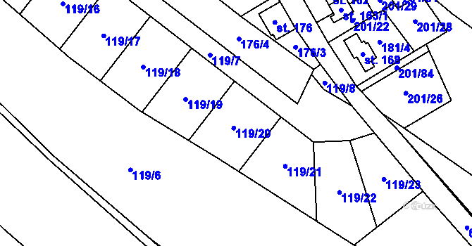 Parcela st. 119/7 v KÚ Březovice pod Bezdězem, Katastrální mapa