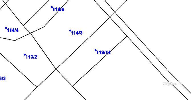 Parcela st. 119/14 v KÚ Březovice pod Bezdězem, Katastrální mapa