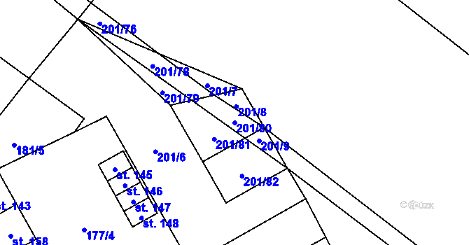 Parcela st. 201/80 v KÚ Březovice pod Bezdězem, Katastrální mapa