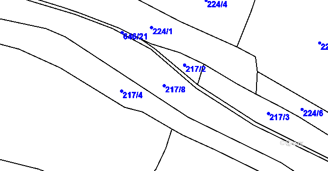 Parcela st. 217/8 v KÚ Březovice pod Bezdězem, Katastrální mapa