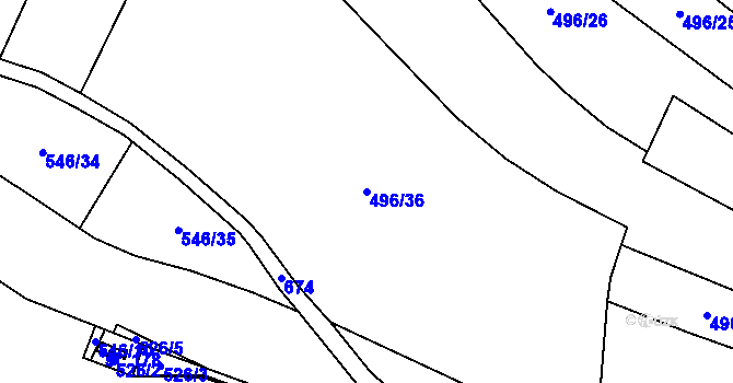 Parcela st. 496/36 v KÚ Březovice pod Bezdězem, Katastrální mapa