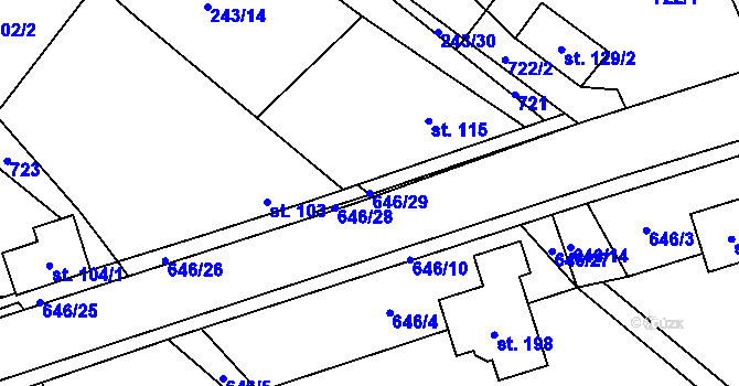 Parcela st. 646/29 v KÚ Březovice pod Bezdězem, Katastrální mapa