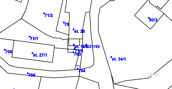 Parcela st. 631/10 v KÚ Březovice pod Bezdězem, Katastrální mapa