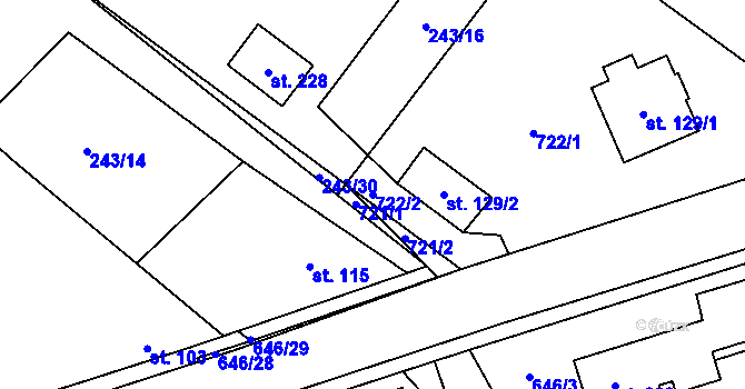 Parcela st. 722/2 v KÚ Březovice pod Bezdězem, Katastrální mapa