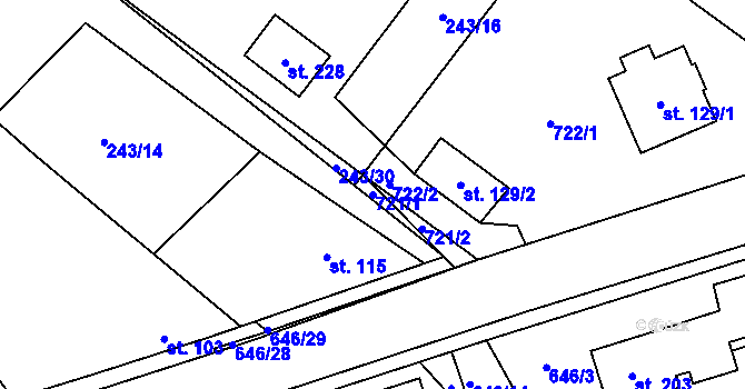 Parcela st. 721/1 v KÚ Březovice pod Bezdězem, Katastrální mapa