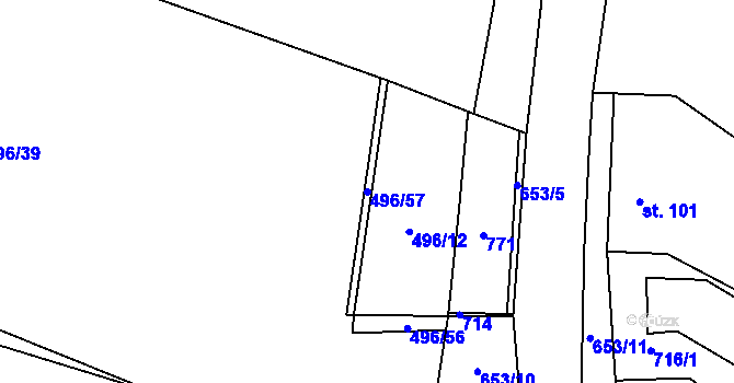 Parcela st. 496/57 v KÚ Březovice pod Bezdězem, Katastrální mapa