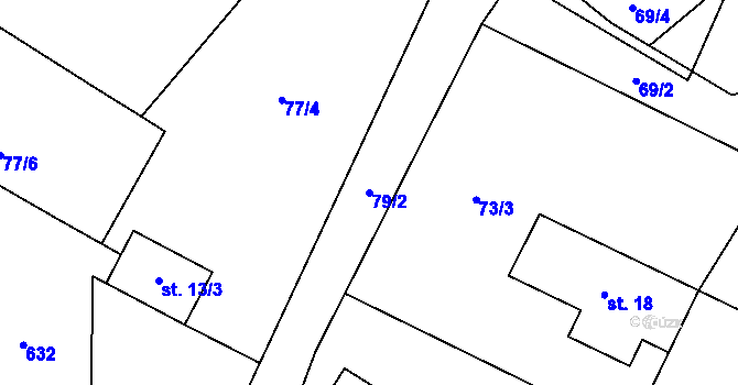 Parcela st. 79/2 v KÚ Březovice, Katastrální mapa