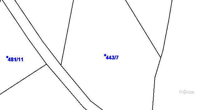 Parcela st. 443/7 v KÚ Březovice, Katastrální mapa