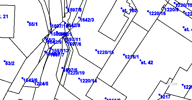 Parcela st. 1220/15 v KÚ Březské, Katastrální mapa