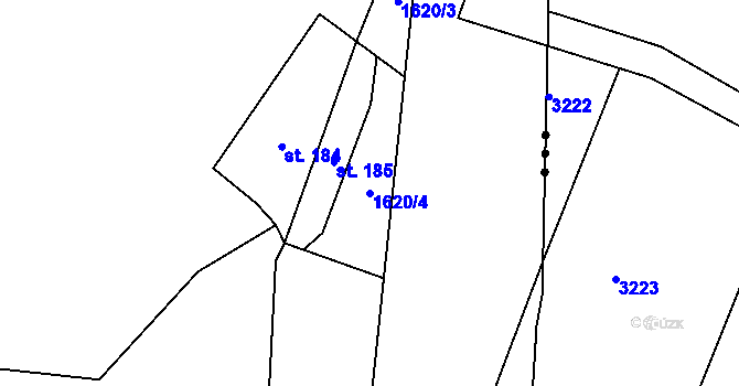 Parcela st. 1620/4 v KÚ Březské, Katastrální mapa