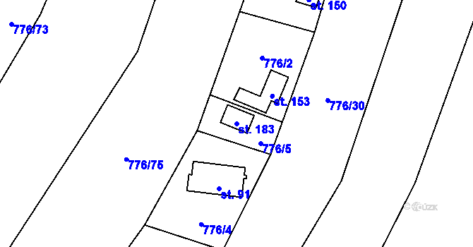 Parcela st. 183 v KÚ Březské, Katastrální mapa