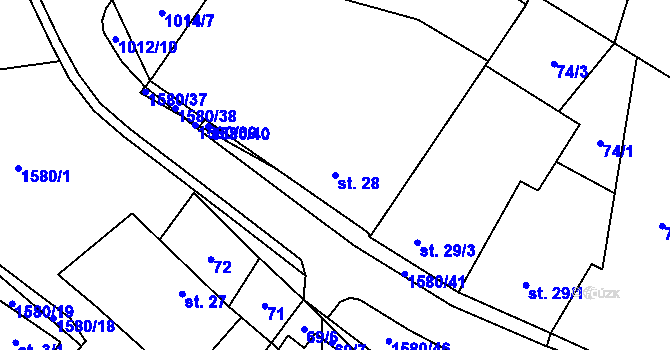 Parcela st. 28 v KÚ Březské, Katastrální mapa