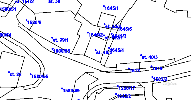 Parcela st. 40/2 v KÚ Březské, Katastrální mapa