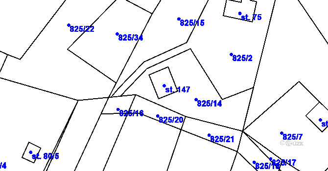 Parcela st. 147 v KÚ Březské, Katastrální mapa