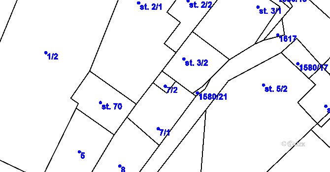 Parcela st. 7/2 v KÚ Březské, Katastrální mapa