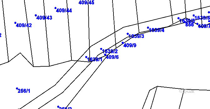 Parcela st. 409/6 v KÚ Březské, Katastrální mapa