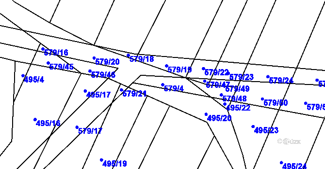 Parcela st. 579/4 v KÚ Březské, Katastrální mapa