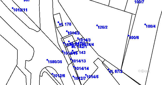 Parcela st. 1014/4 v KÚ Březské, Katastrální mapa