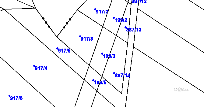 Parcela st. 199/3 v KÚ Březské, Katastrální mapa