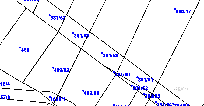 Parcela st. 381/59 v KÚ Březské, Katastrální mapa