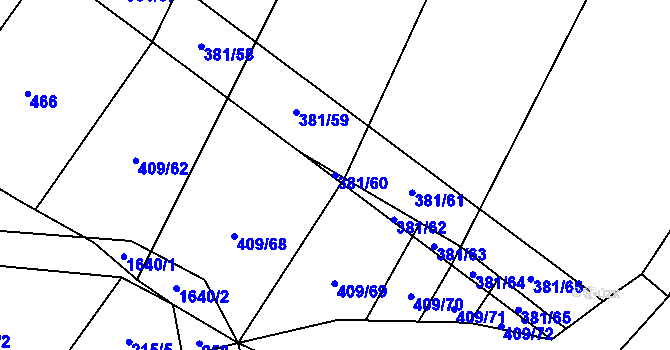 Parcela st. 381/60 v KÚ Březské, Katastrální mapa