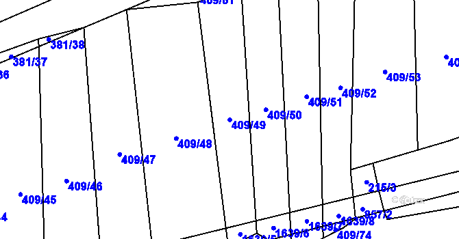 Parcela st. 409/49 v KÚ Březské, Katastrální mapa