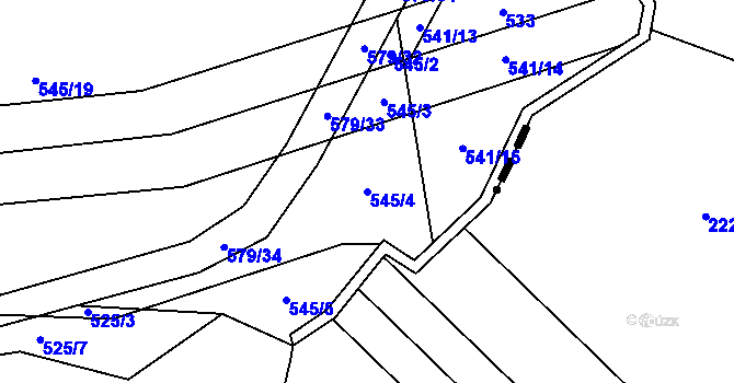 Parcela st. 545/4 v KÚ Březské, Katastrální mapa