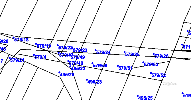 Parcela st. 579/24 v KÚ Březské, Katastrální mapa