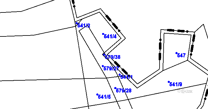 Parcela st. 579/38 v KÚ Březské, Katastrální mapa