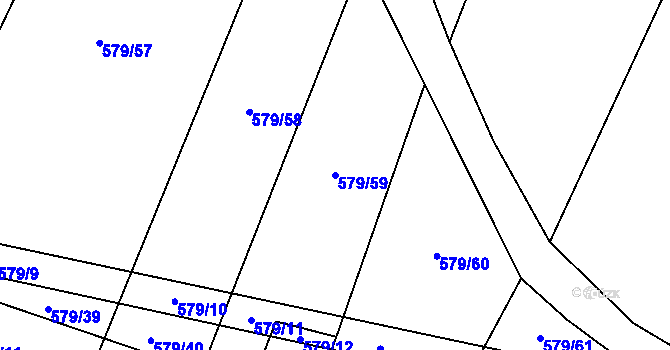 Parcela st. 579/59 v KÚ Březské, Katastrální mapa