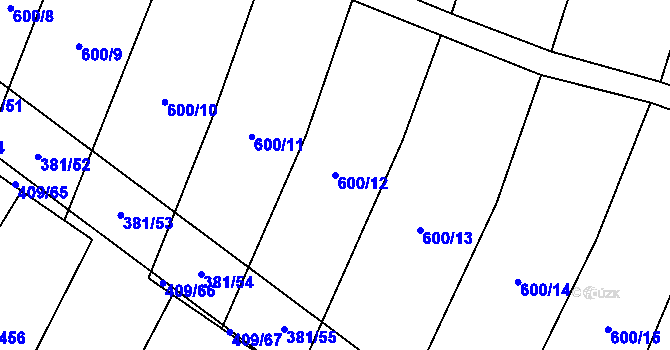 Parcela st. 600/12 v KÚ Březské, Katastrální mapa