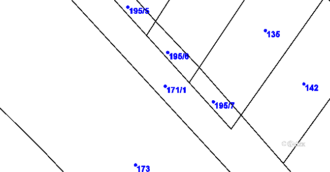 Parcela st. 171/1 v KÚ Březsko, Katastrální mapa