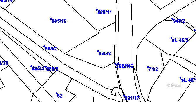 Parcela st. 885/8 v KÚ Březsko, Katastrální mapa