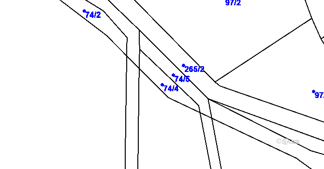 Parcela st. 74/4 v KÚ Ladín, Katastrální mapa