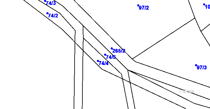 Parcela st. 74/5 v KÚ Ladín, Katastrální mapa
