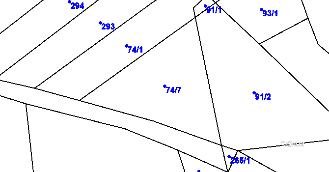 Parcela st. 74/7 v KÚ Ladín, Katastrální mapa