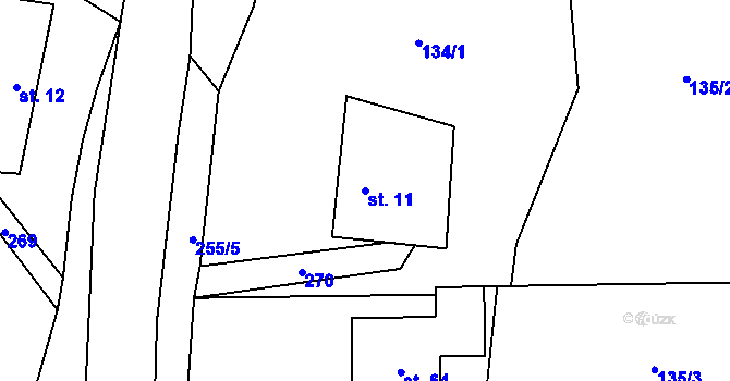 Parcela st. 11 v KÚ Ladín, Katastrální mapa