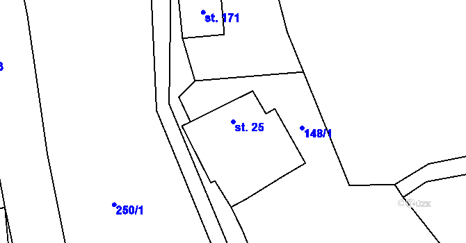 Parcela st. 25 v KÚ Ladín, Katastrální mapa