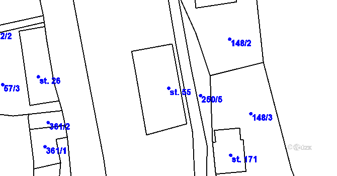 Parcela st. 55 v KÚ Ladín, Katastrální mapa