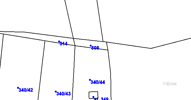 Parcela st. 340/66 v KÚ Březůvky, Katastrální mapa