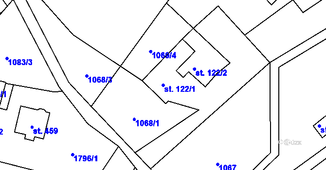 Parcela st. 122/1 v KÚ Březůvky, Katastrální mapa