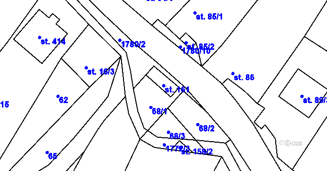 Parcela st. 161 v KÚ Březůvky, Katastrální mapa