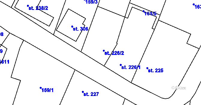 Parcela st. 226/2 v KÚ Březůvky, Katastrální mapa