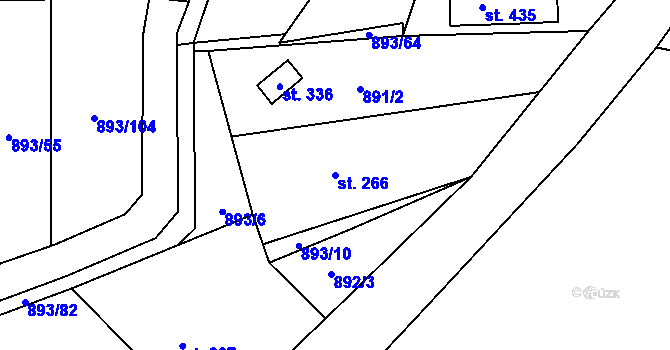Parcela st. 266 v KÚ Březůvky, Katastrální mapa
