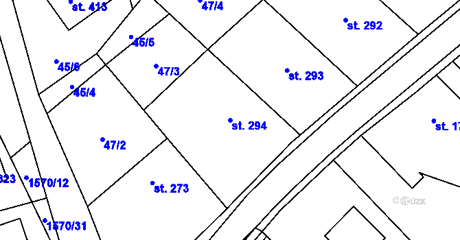 Parcela st. 294 v KÚ Březůvky, Katastrální mapa