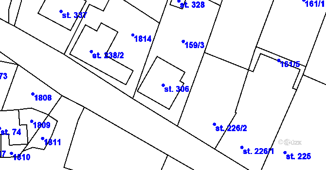 Parcela st. 306 v KÚ Březůvky, Katastrální mapa