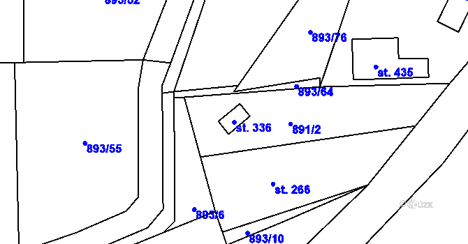 Parcela st. 336 v KÚ Březůvky, Katastrální mapa