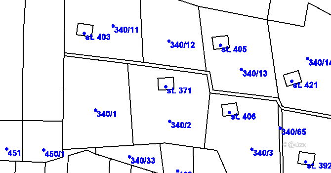 Parcela st. 371 v KÚ Březůvky, Katastrální mapa