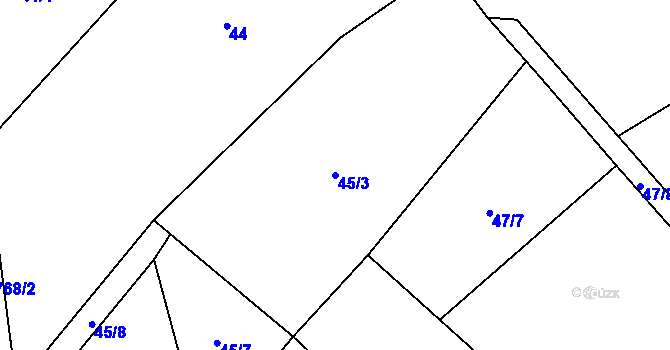 Parcela st. 45/3 v KÚ Březůvky, Katastrální mapa